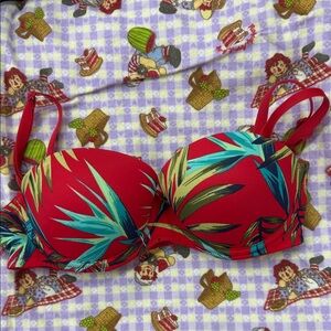Tropical Red Bikini Top